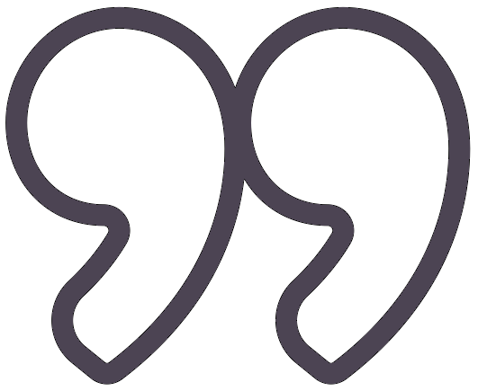 Quotation mark symbol representing testimonial